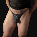 Black Rhinestoned Thong