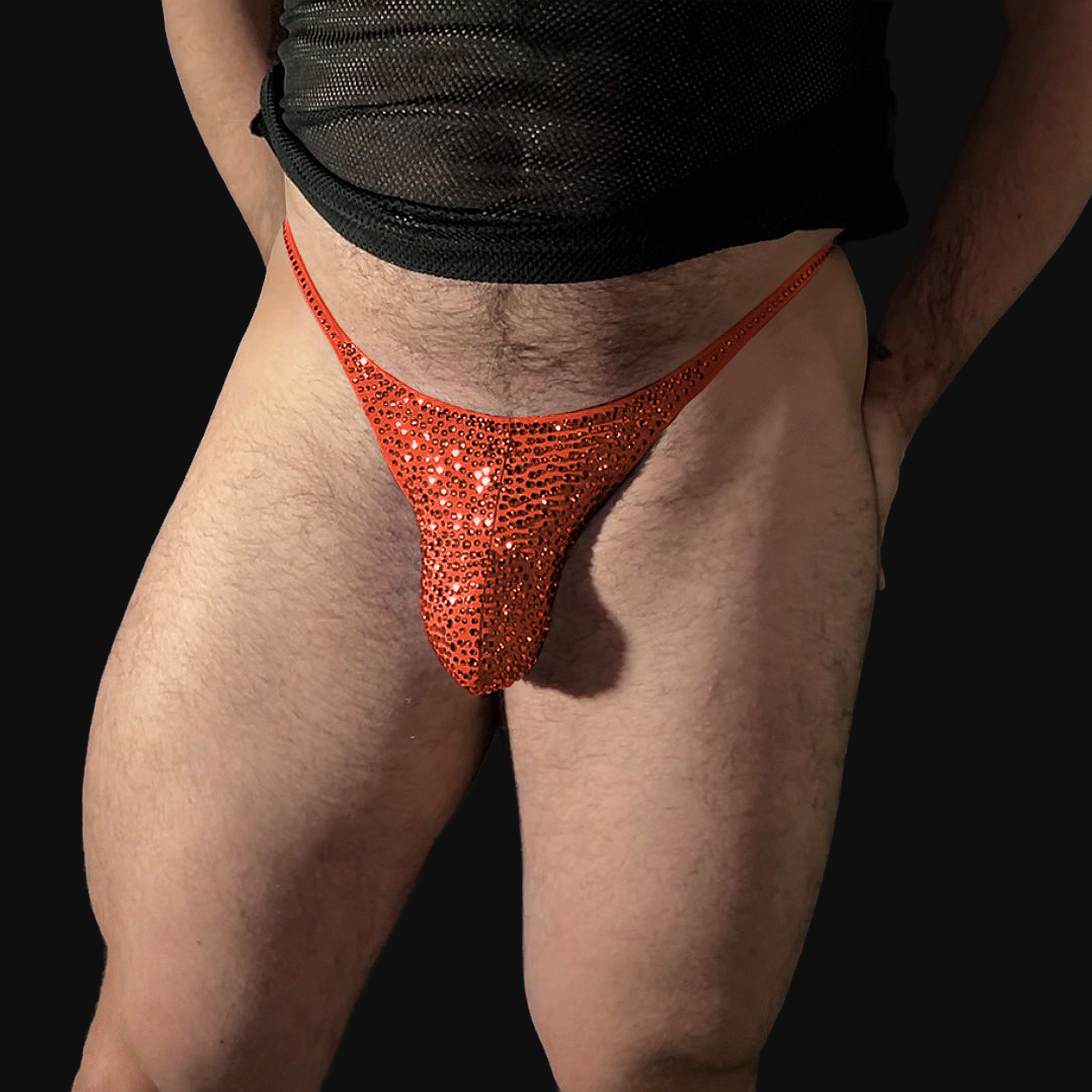 Orange Rhinestoned Thong