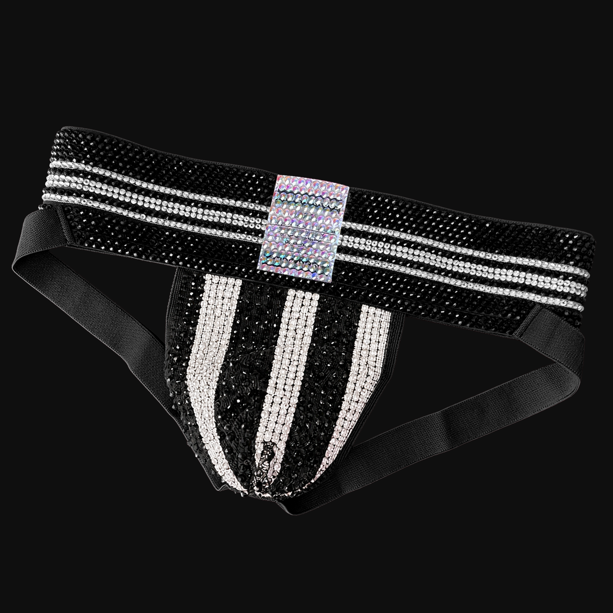 Black & White Striped Rhinestoned Jock